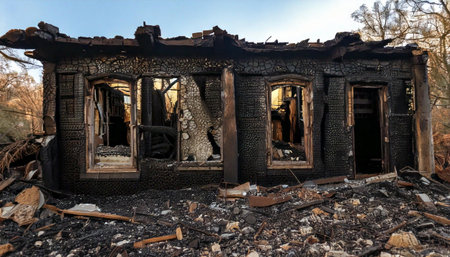 Devastation of Fire: A House Left in Ruinsの素材