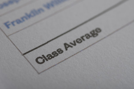 Close-Up of Academic Report Showing "Class Average" in Bold Textの写真素材