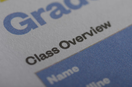 Class Overview Document with Student Information Form in Close-Up Viewの写真素材