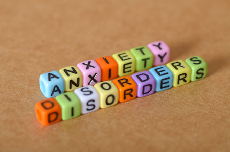 "Anxiety Disorders" on Tan Background â Mental Health Conceptの写真素材