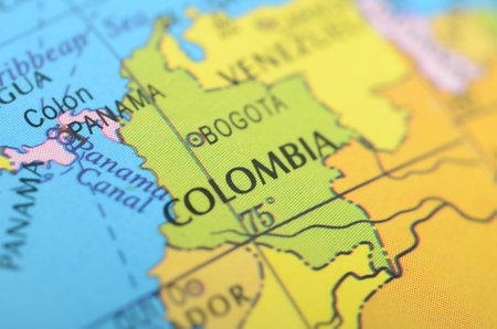 The image shows Colombia as a country located in South America.の写真素材