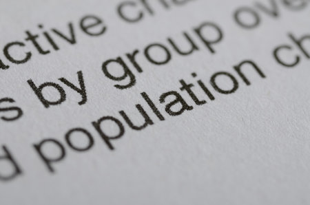 Focused View of the Word "Population" in Text â Representing Trends, Numbers, and Global Human Distributionの写真素材