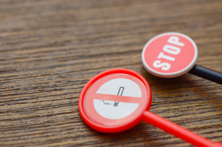 Public Health Regulation Concept â STOP Sign Reinforcing No Smoking Prohibitionの写真素材