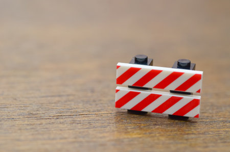 Work-in-Progress Concept: Toy Block Barrier Indicating Restricted Access and Temporary Limitsの写真素材