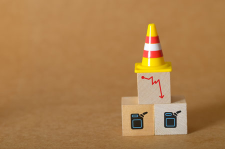 Conceptual representation of a fuel crisis, symbolizing declining oil and gas resources with a...