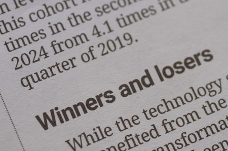 A financial report with the bold headline Winners and losers in sharp focus, symbolizing the...