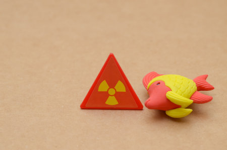 the contamination of the marine food chain, highlighting the urgent environmental issue of radioactive pollution.の写真素材