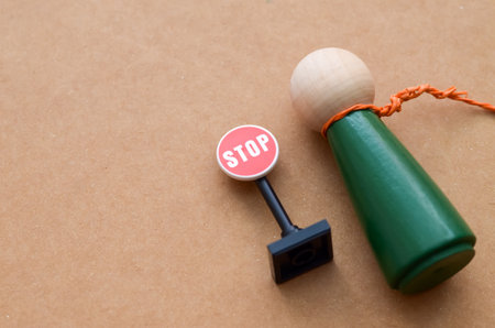 stop sign with people. hopeless conceptの写真素材