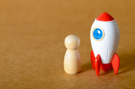 A minimalist representation of a new business venture, with a person ready to take off towards success and innovation.の写真素材