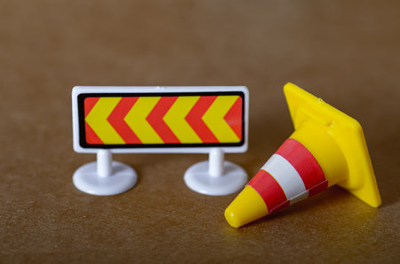 Road signs symbolize the need to adapt to unexpected changes and find a new, guided path forward.の写真素材