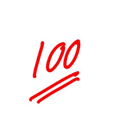 A casual, hand-drawn "100%" in a red oval.の写真素材