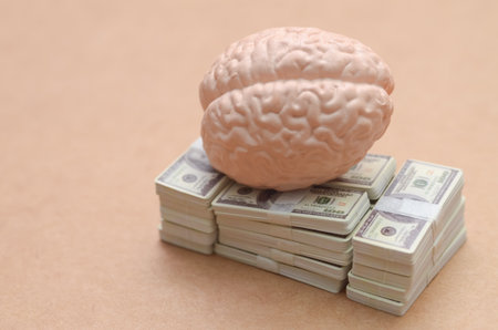 Intellect's Pedestal: A Visual Metaphor for Smart Money and Success.の写真素材