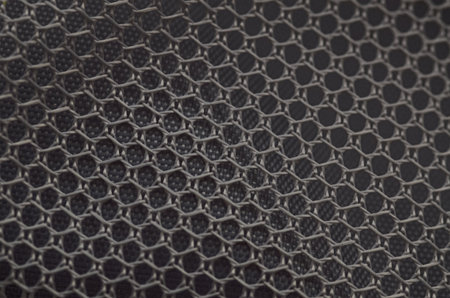 Dark Charcoal Honeycomb Mesh Texture with Intricate Hexagonal Pattern and Technical Dual-Layer Weave