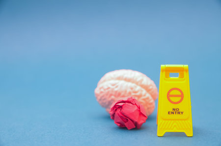 Prohibition Concept for Negative Speech and Mental Health Impacts with No Entry Symbolの写真素材