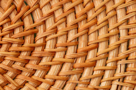 Seamless Circular Woven Rattan Pattern Background Showing Intricate Natural Fiber Craftsmanship and...