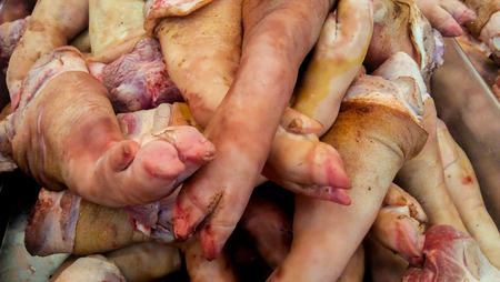 Pork  leg pig meat in fresh marketの写真素材