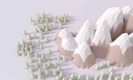 landscape low poly 3D rendering background mountain adventure relax concept blue backdrop - Illustrationの写真素材