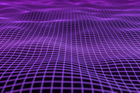Abstract geometric background with digital landscape or waves . Montain wireframe hologram 3 D...