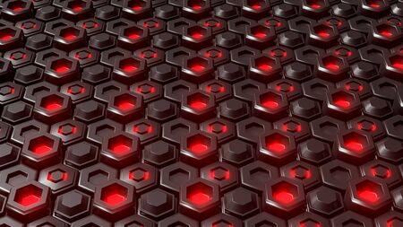 Abstract black hexagonal geometric layered. Futuristic hexagons surface. Future sci-fi concept...