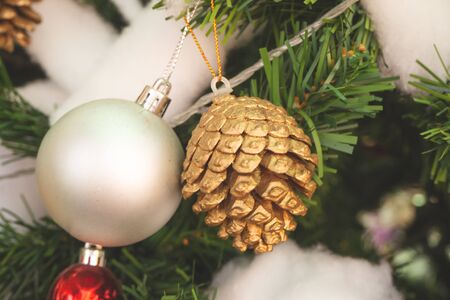 2020 Merry Christmas and New Year holidays background. Blurred bokeh backgroundの写真素材