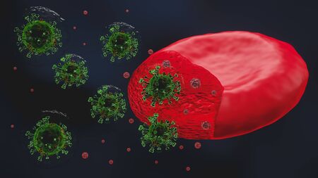 Microscope virus close up concept art . Pathogenic viruses causing infection in host organism ,...