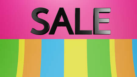 3d black sale word on pink background with shadow. 3D rendering.の写真素材