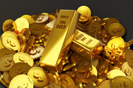 Stack close-up Gold Bars, weight of Gold Bars Concept of wealth and reserve. Concept of success in business and financeの写真素材