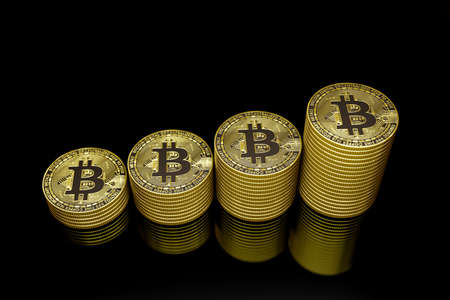 Golden bitcoin isolated Bitcoin BTC Cryptocurrency Coins. Stock Market Concept. Business concept,...
