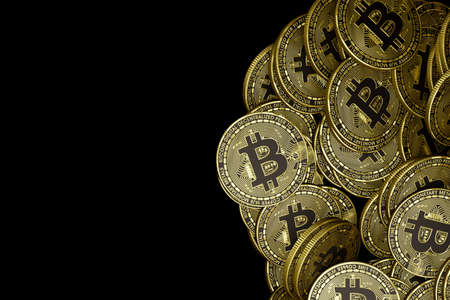 Golden bitcoin isolated Bitcoin BTC Cryptocurrency Coins. Stock Market Concept. Business concept,...