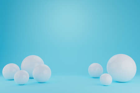Natural stones, pebbles, marble on white background 3D render. Illustration for advertising...