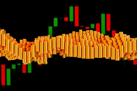 Gold dollar coins arranged in rows. Can be used as a background related to finance and business ,3D...