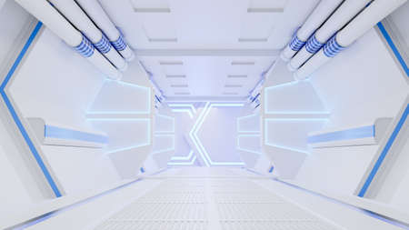 Spaceship Corridor is a stock motion graphics video that shows the interior of a moving spaceship. The POV in the corridor. 3D renderingの写真素材
