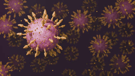 New Coronavirus COVID-19 Ingredients spikes under the microscope concept. virus attack blood close up concept. 3d renderの写真素材