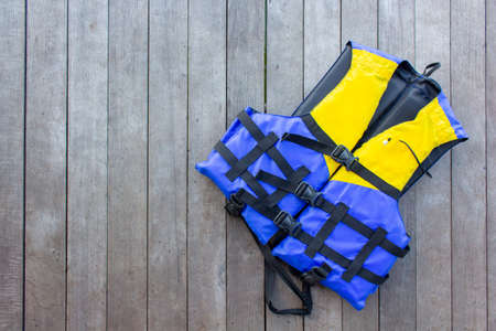 Big sack pattern canvas sack cloth on wood tableの写真素材