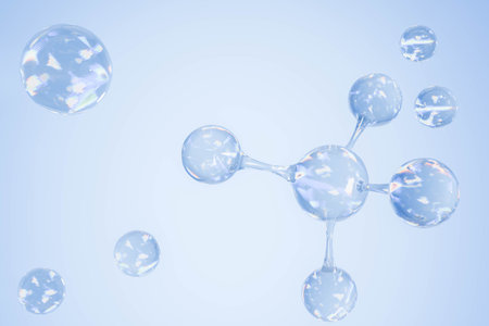 Crystal Clear 3D Molecular Structure Scientific Visualization Futuristic Chemistry Design 3D renderの写真素材