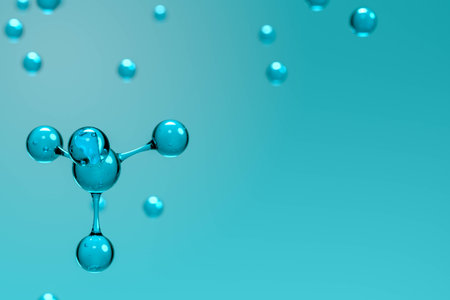 Crystal Clear 3D Molecular Structure Scientific Visualization Futuristic Chemistry Design 3D renderの写真素材