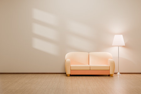 modern interior living room with pastel sofa lamp and cabinet  3D renderの写真素材