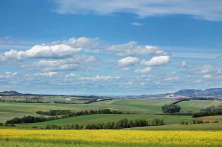 Picturesque view of hilly countryside area