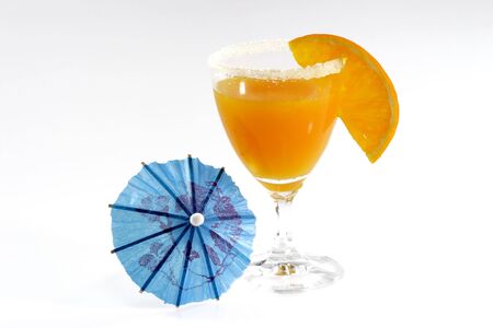 Fresh orange juice with orange slice and decorationの写真素材