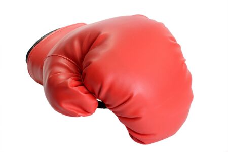 One red boxing glove isolated on white backgroundの写真素材
