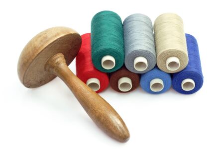 Sewing kit on bright background. Shot in studio.