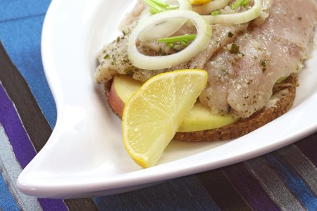 Gourmet young herring fillets. Studio Shot