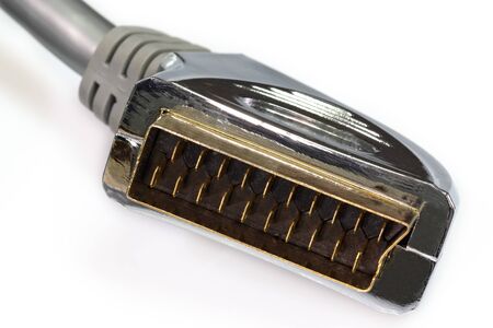 Scart cable over white backgroundの写真素材