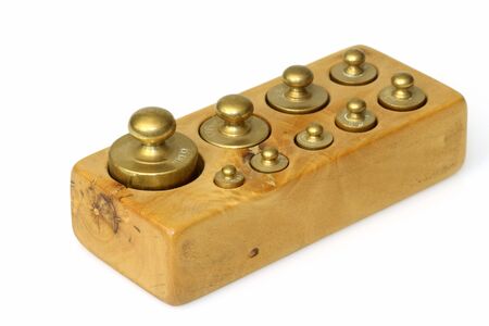 A set of lead weights isolated on whtie backgroundの写真素材