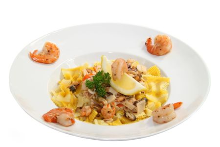 Fresh delicious seafood dinner with lemon.の写真素材