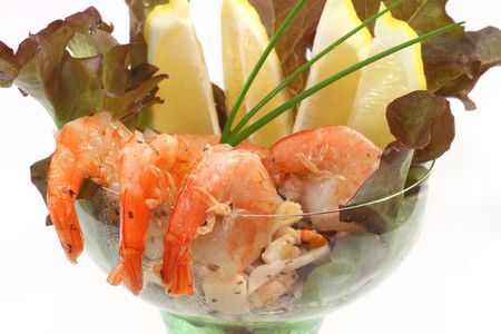 Fresh delicious seafood salad in detailの写真素材