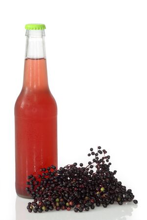 American elderberry lemonade with fresh fruits on brightbackgroundの写真素材