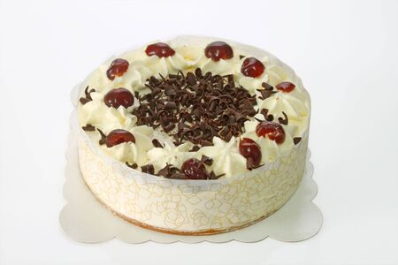 Black Forest cake on white backgroundの写真素材