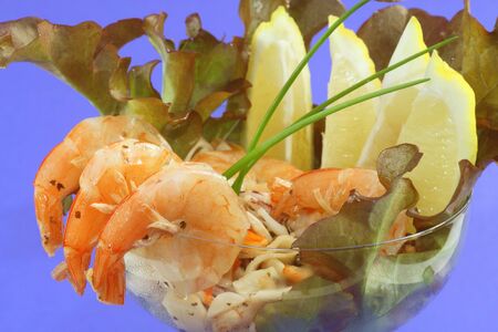 Fresh delicious seafood salad in detailの写真素材