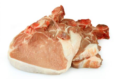 Fresh raw pork chop  on bright backgroundの写真素材